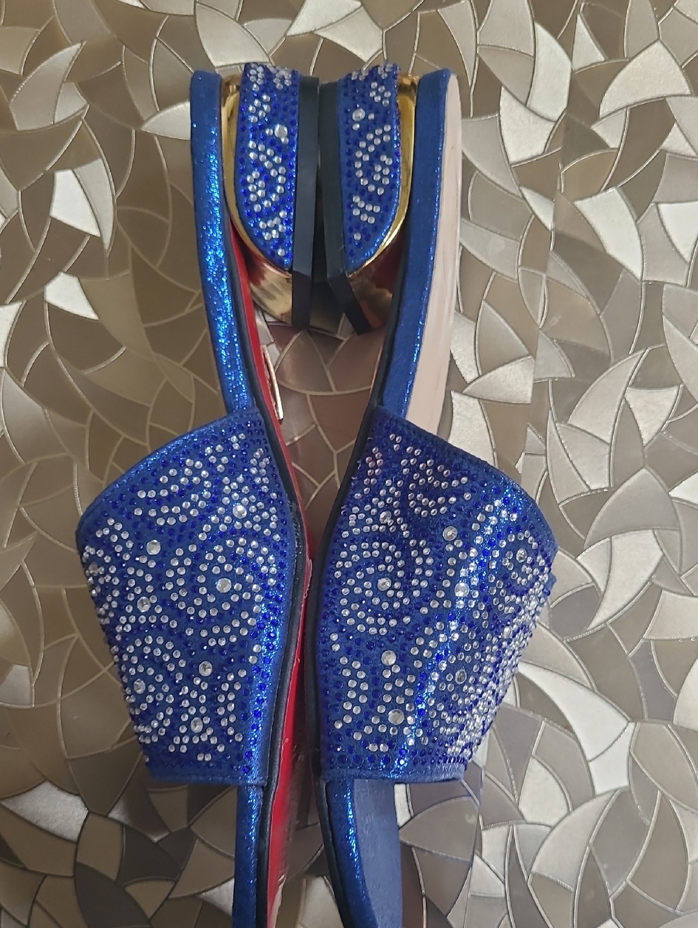 New Royal Blue Embellished Slide Sandals by - Picture 4 of 7
